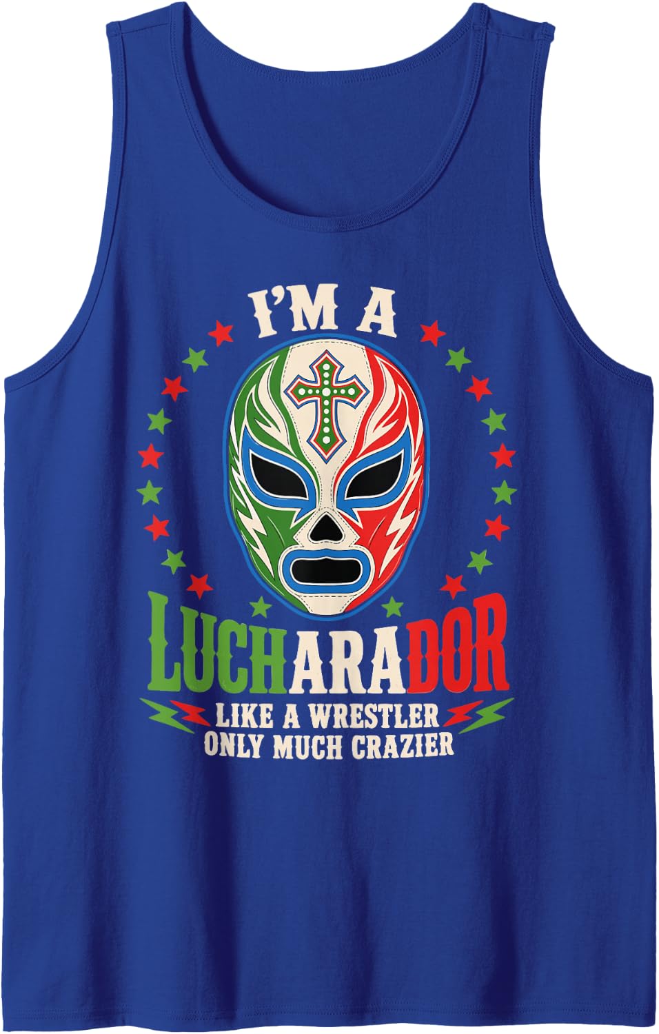Luchador Lucha Libre Mexican Wrestler Sleeveless Tank Top - Royal Blue