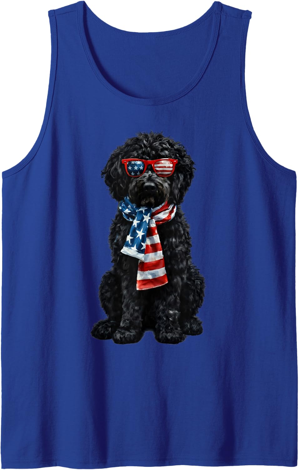 Goldendoodle 4th of July Patriotic Black Golden Doodle Cute Tank Top - Royal Blue