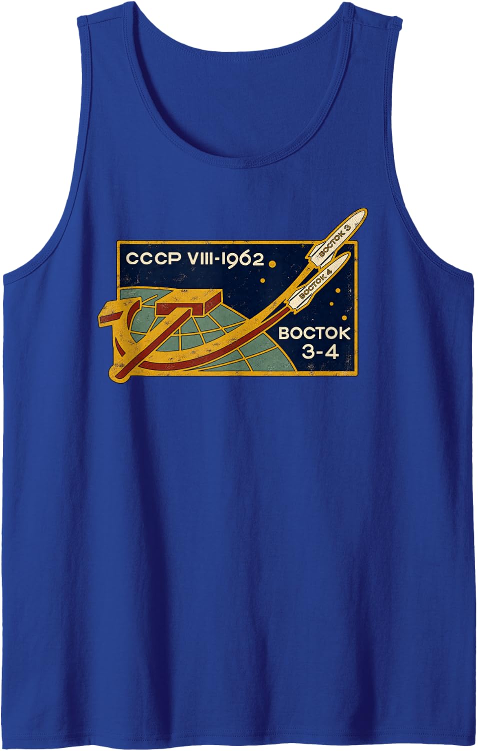 Vostok 3 Vostok 4 Soviet Russian Space Mission 1962 Sleeveless Tank Top - Royal Blue