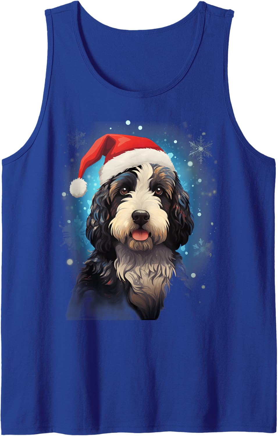 Xmas Sheepadoodle Dog Christmas Sleeveless Tank Top - Royal Blue