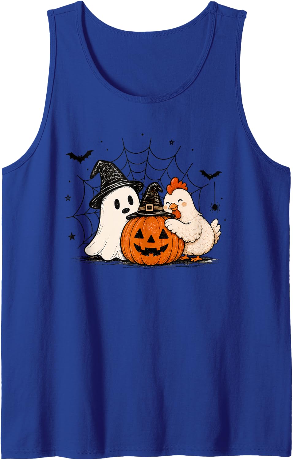 Chicken Halloween Ghost Pumpkin Cute Spooky Costume Tank Top - Royal Blue