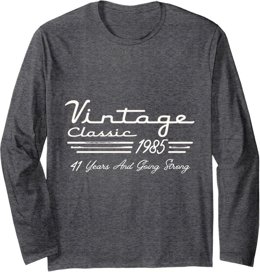 Vintage Classic 1985 41 Years and Going Strong Design Long Sleeve T-Shirt - Adult Unisex Dark Heather Grey