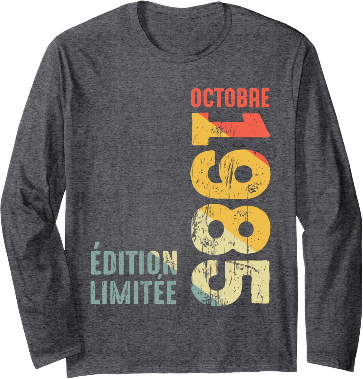 Limited Edition October 1985 Year 1985 Retro 1985 Vintage Long Sleeve T-Shirt - Adult Unisex Dark Heather Grey
