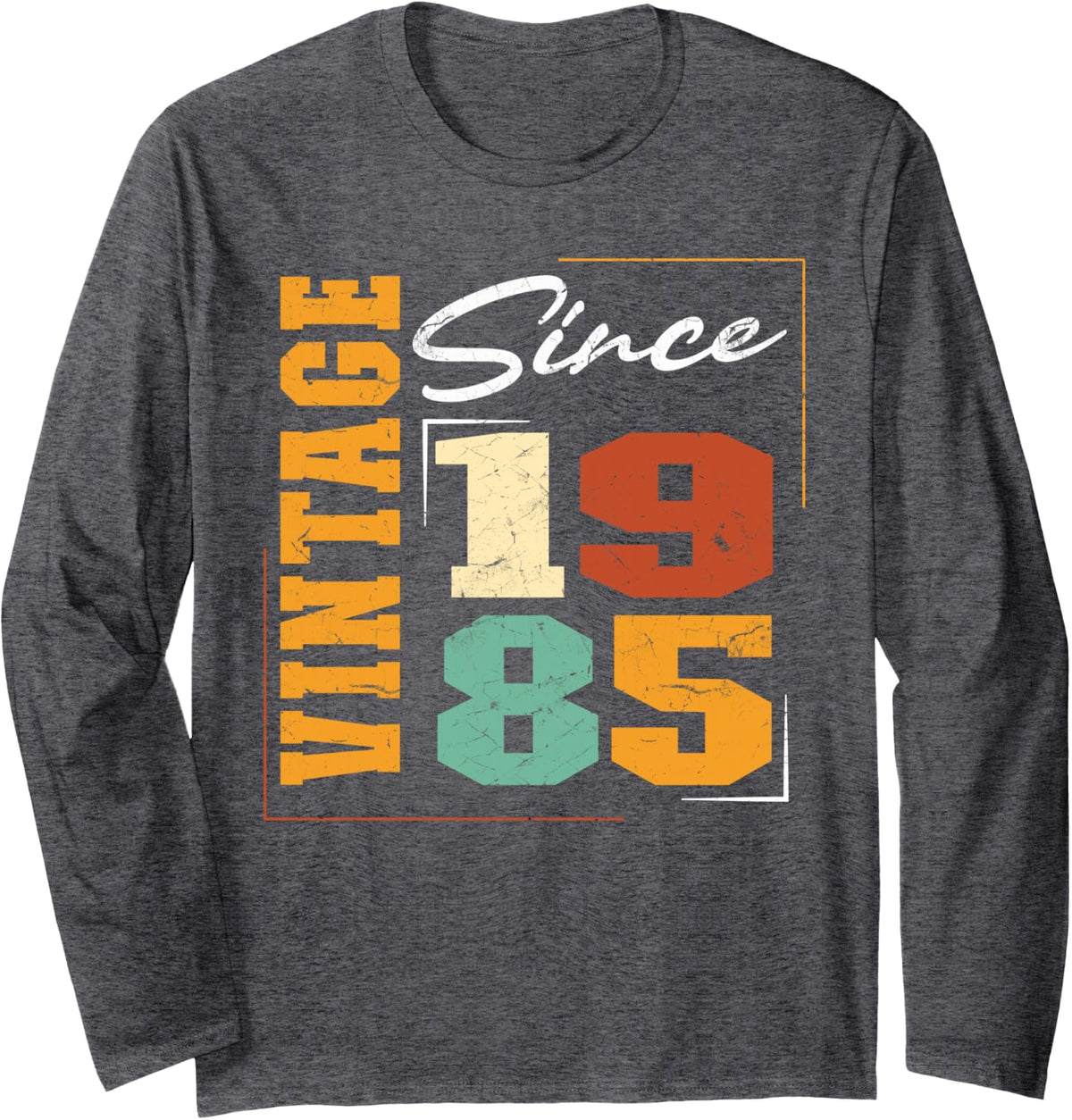 Born in 1985, Bold Varsity Vintage Since 1985 Birthday Long Sleeve T-Shirt - Adult Unisex Dark Heather Grey