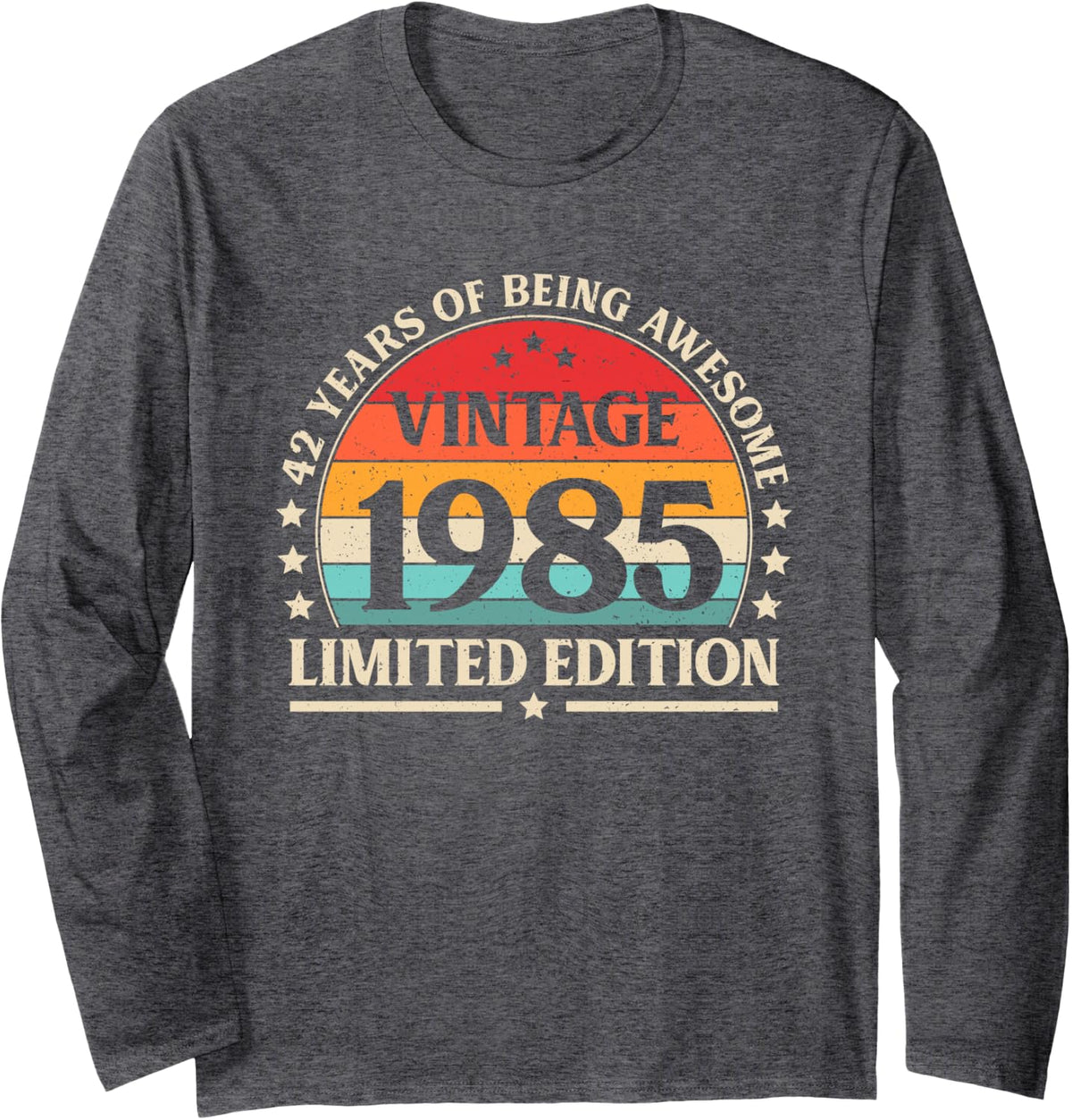 Vintage 1985 42nd Birthday Men Women 42 Years Old Long Sleeve T-Shirt - Adult Unisex Dark Heather Grey