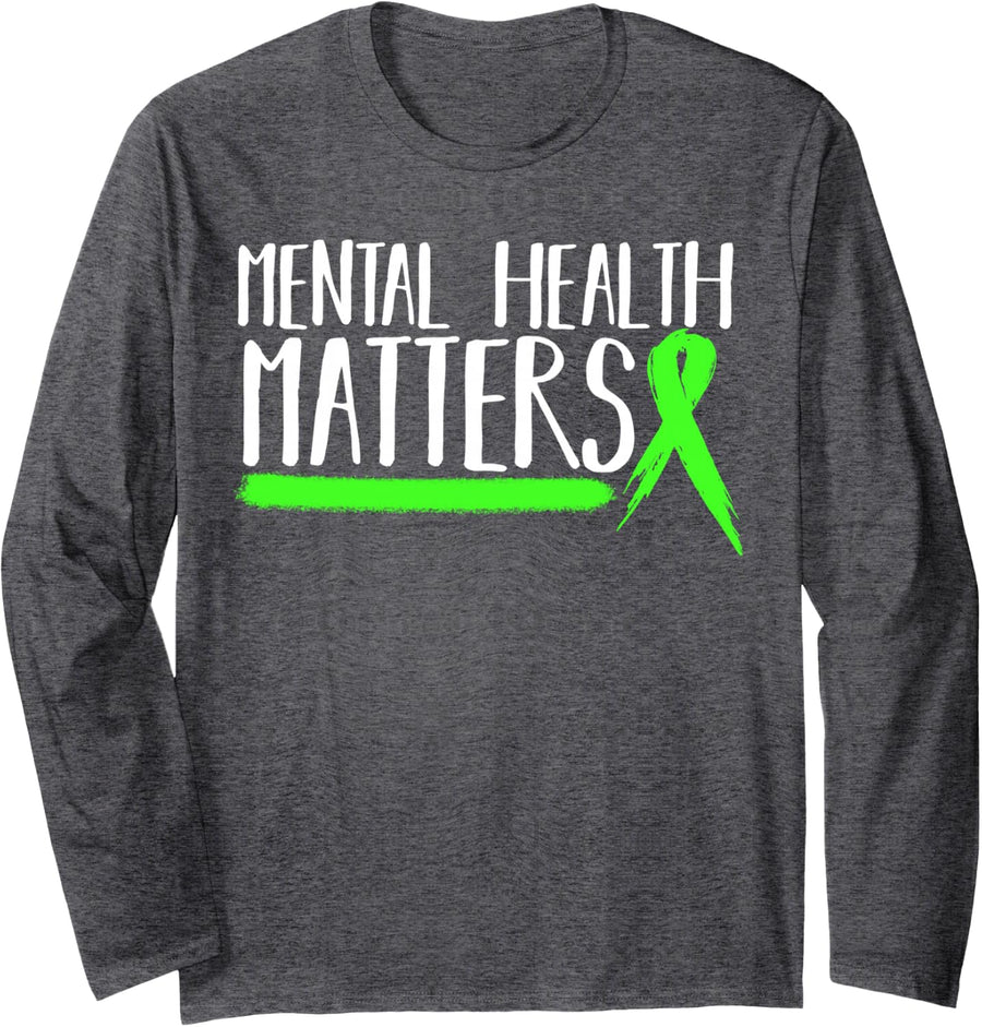 Mental Health Matters Gift For Mental Health Awareness Long Sleeve T-Shirt - Adult Unisex Dark Heather Grey