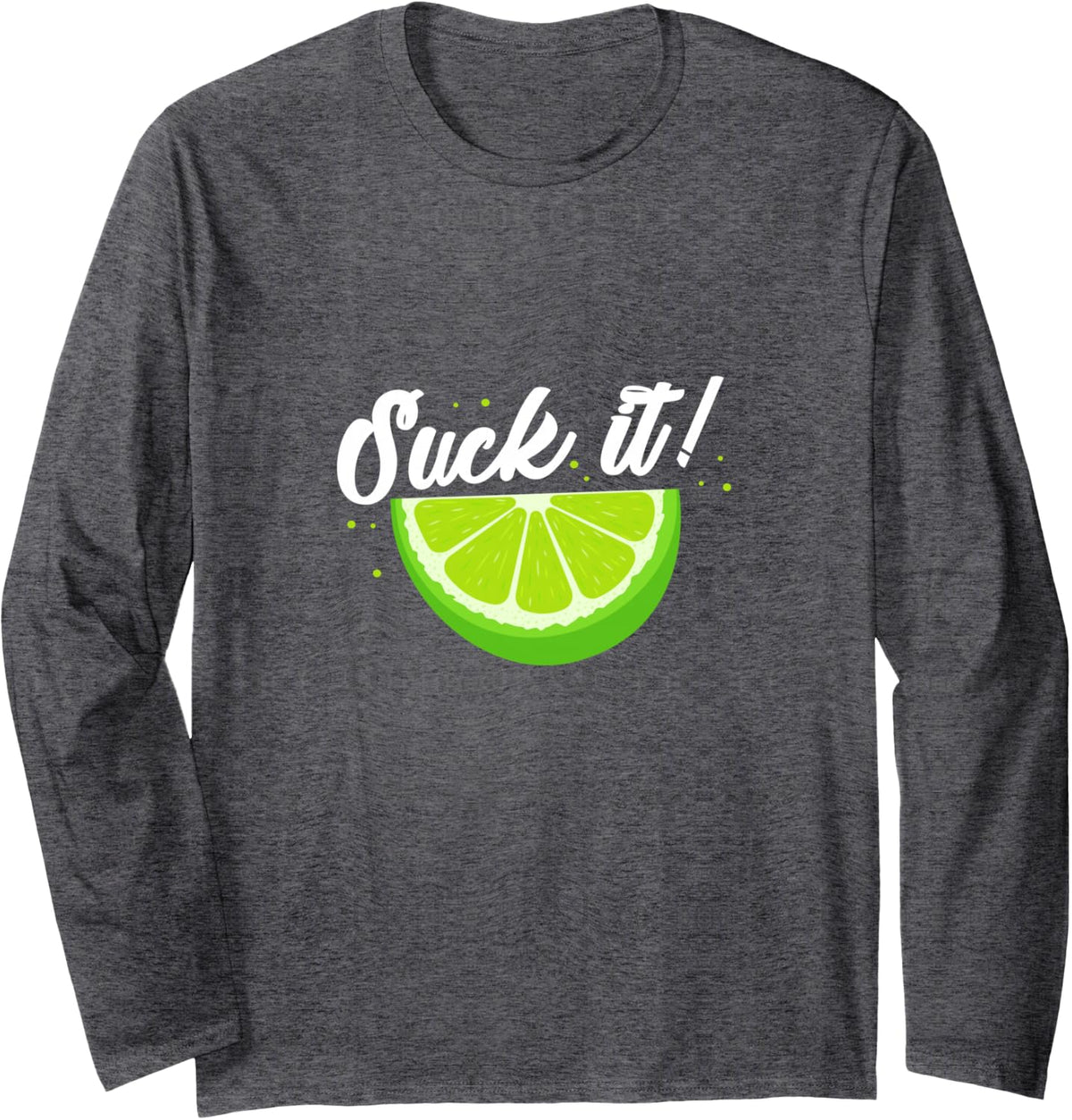 Suck It Tequila Lime Cinco de Mayo Mexican Party Drinking Long Sleeve T-Shirt - Adult Unisex Dark Heather Grey