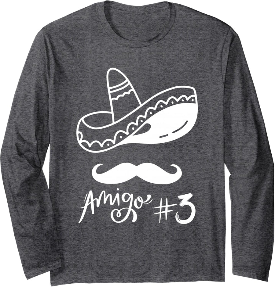 Mexican Amigo #3 Group Matching Cinco de Mayo - Halloween Long Sleeve T-Shirt - Adult Unisex Dark Heather Grey