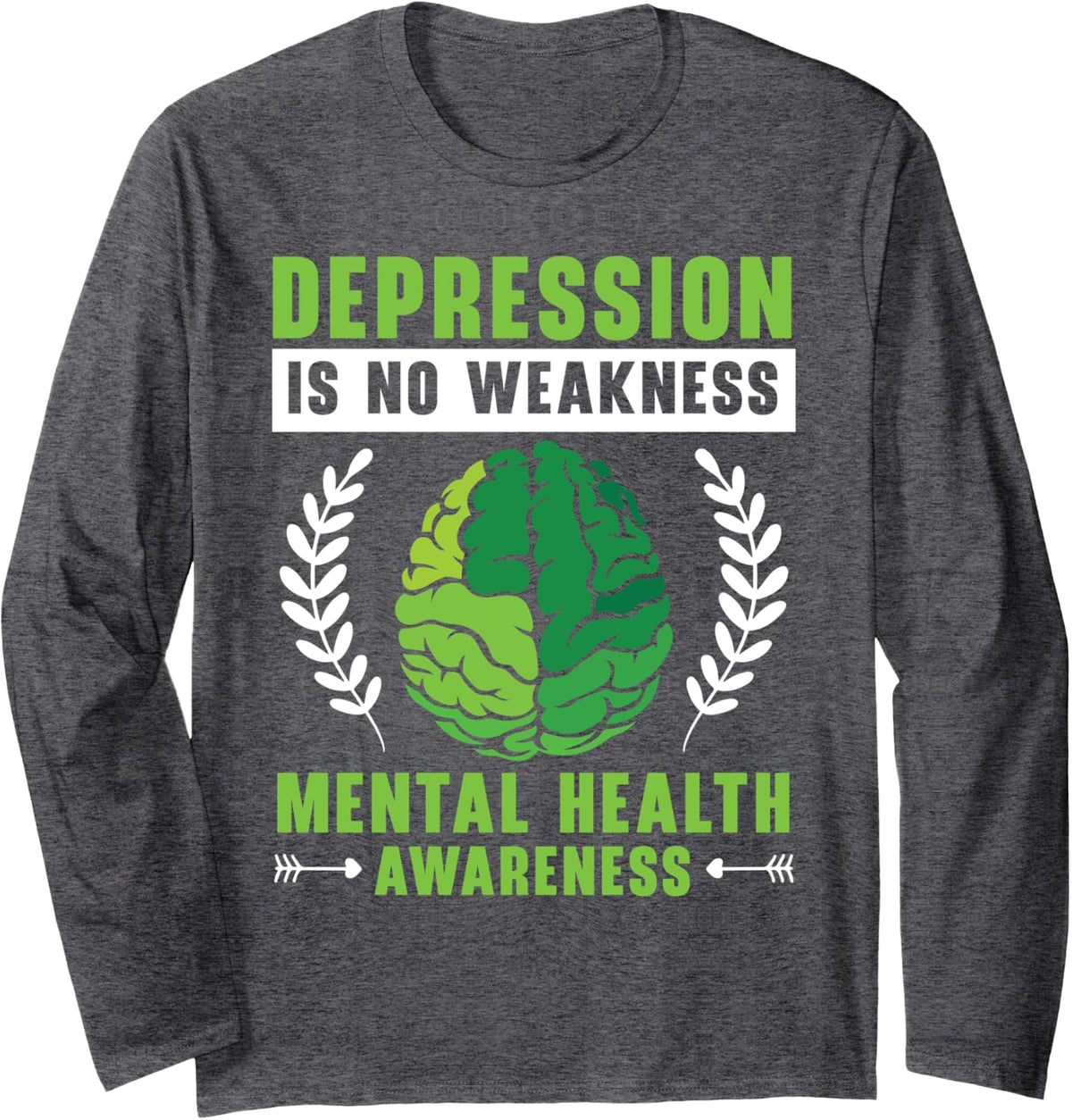 Suicide Prevention Awareness Mental Health Depression Long Sleeve T-Shirt - Adult Unisex Dark Heather Grey