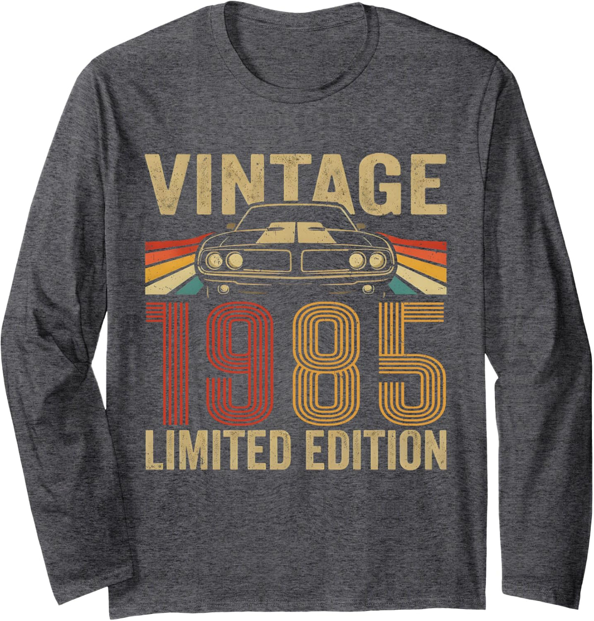Vintage 1985 Limited Edition Classic Birth of Birthday Car Long Sleeve T-Shirt - Adult Unisex Dark Heather Grey
