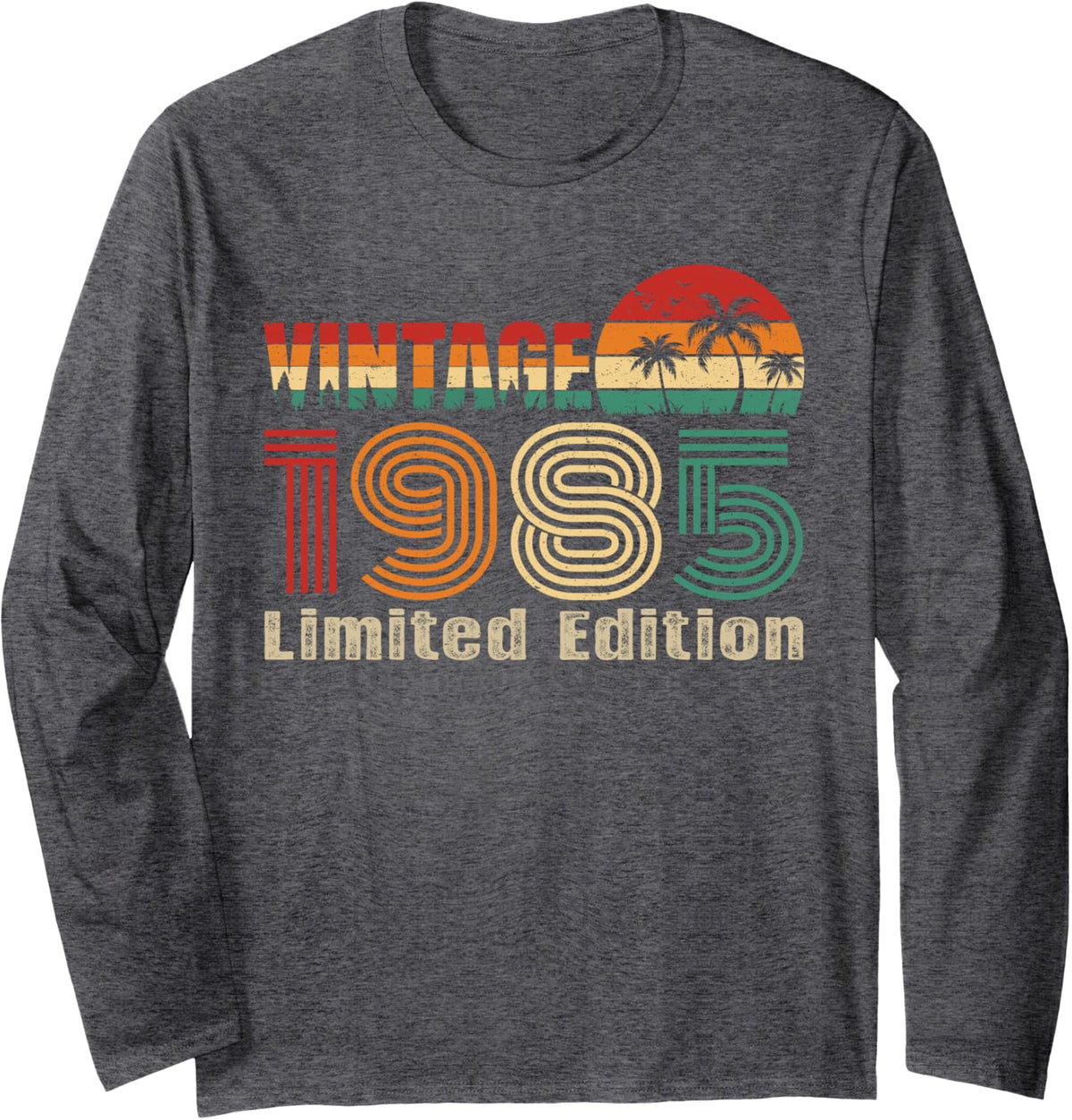 Vintage 1985 Limited Edition Classic Birthday Year Vintage Long Sleeve T-Shirt - Adult Unisex Dark Heather Grey