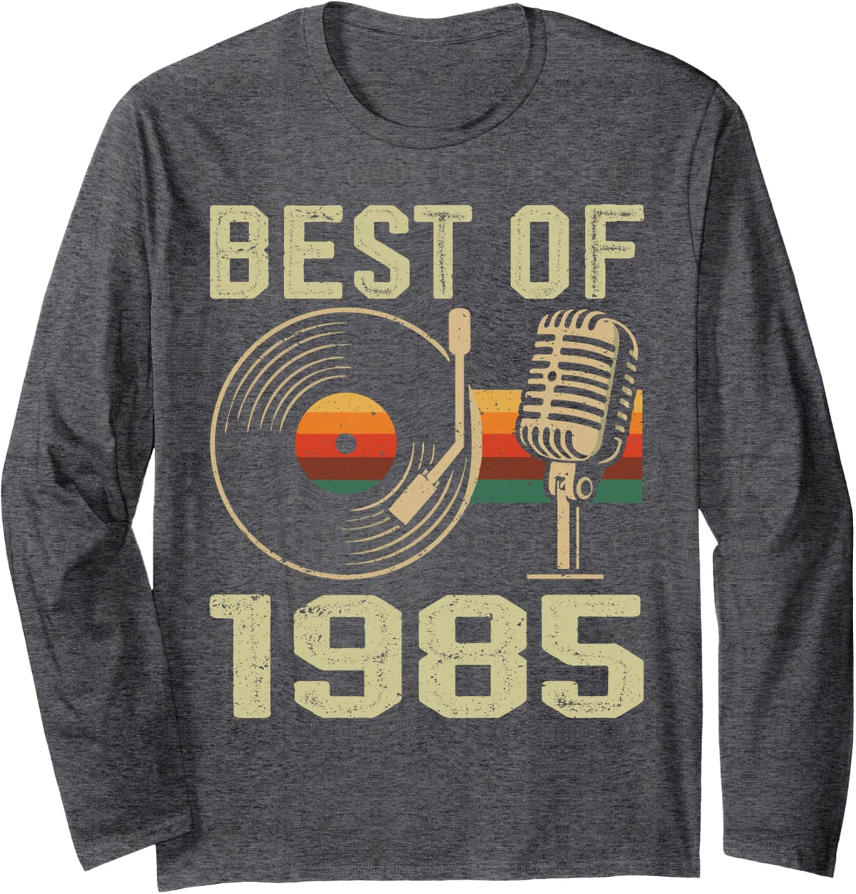 Best of 1985 Classic Year Retro Birth of Birthday Vintage Long Sleeve T-Shirt - Adult Unisex Dark Heather Grey