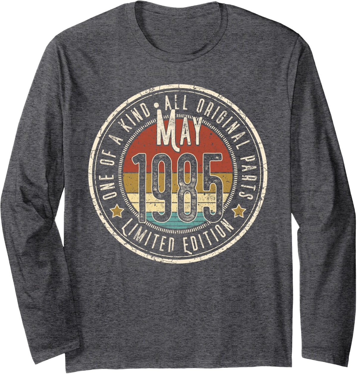 41st Birthday Vintage May 1985 Retro Limited Edition Long Sleeve T-Shirt - Adult Unisex Dark Heather Grey