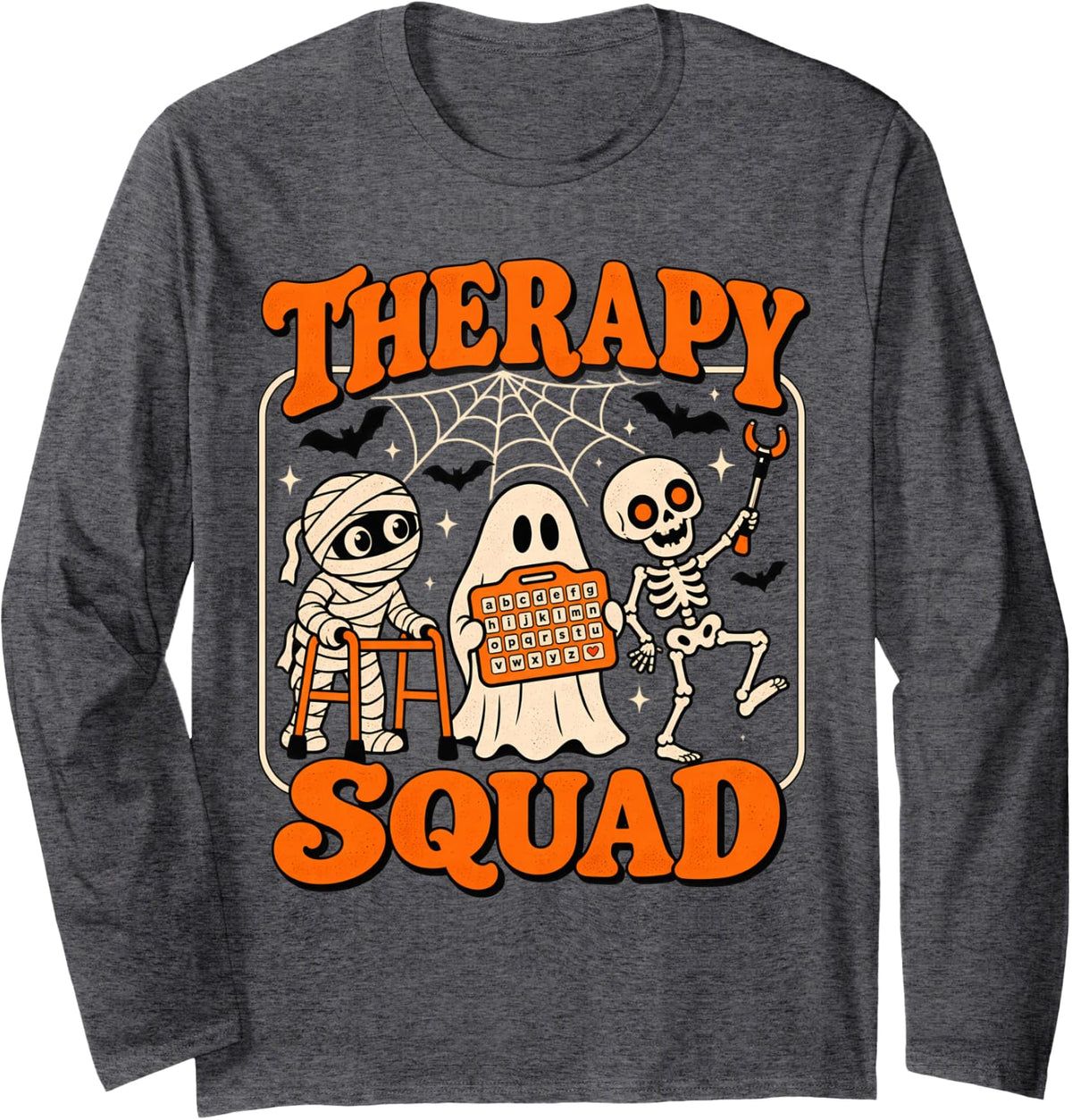 Therapy Squad Halloween Therapist Physical Occupational Long Sleeve T-Shirt - Adult Unisex Dark Heather Grey
