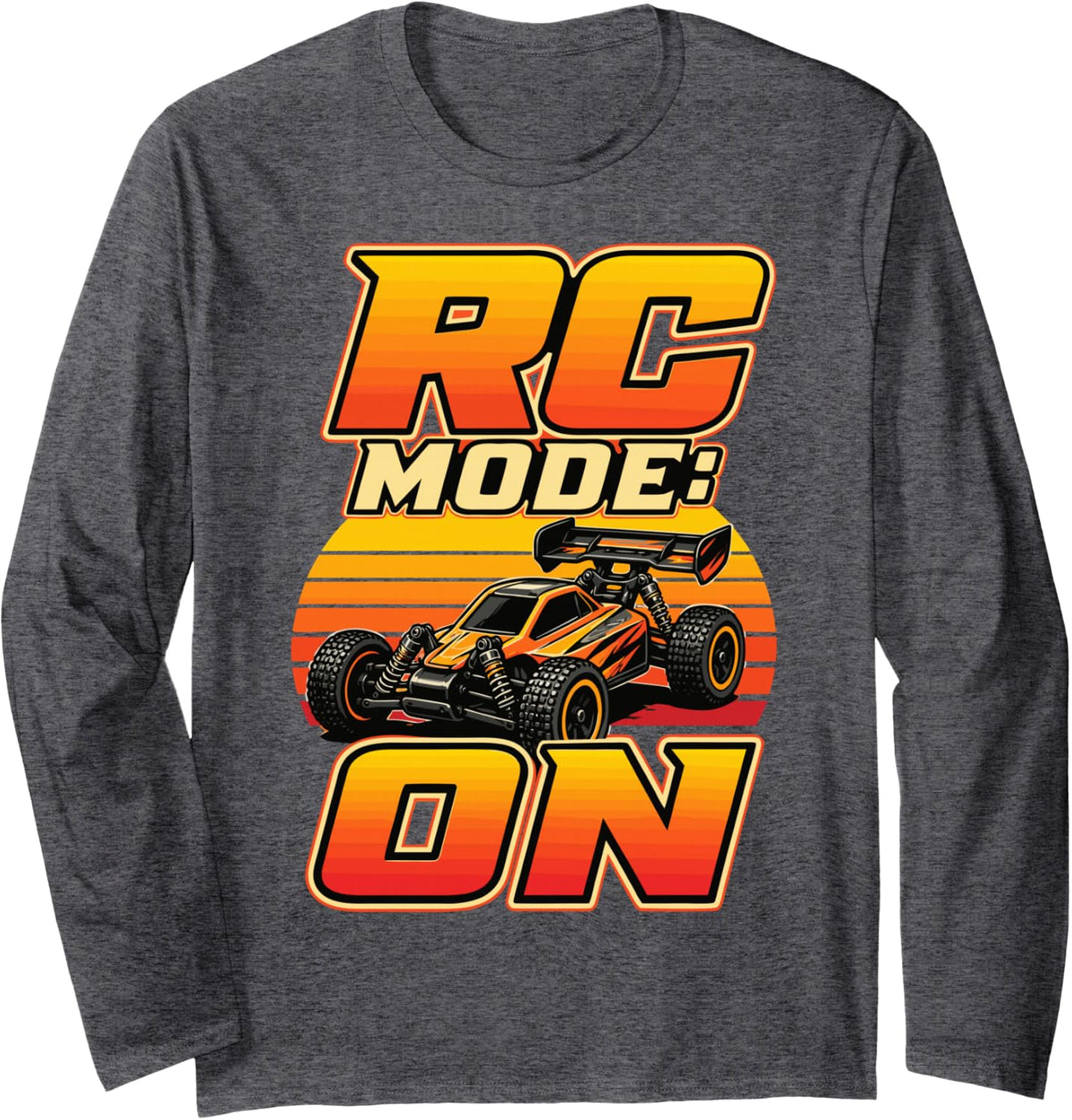 RC Car Racing Mode Remote Control Racer Long Sleeve T-Shirt - Adult Unisex Dark Heather Grey