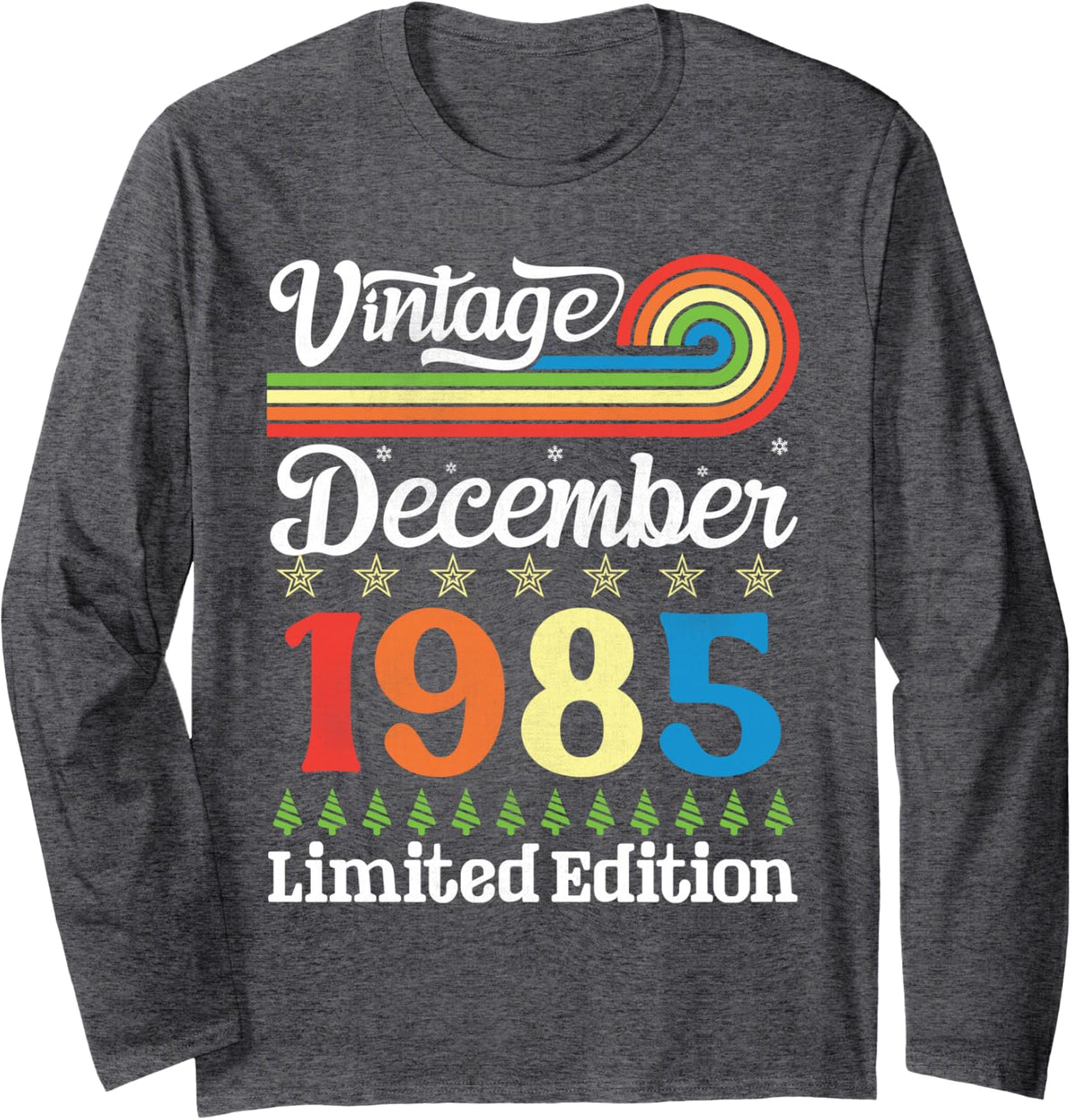 Vintage December 1985 41 Years Being Awesome Limited Edition Long Sleeve T-Shirt - Adult Unisex Dark Heather Grey