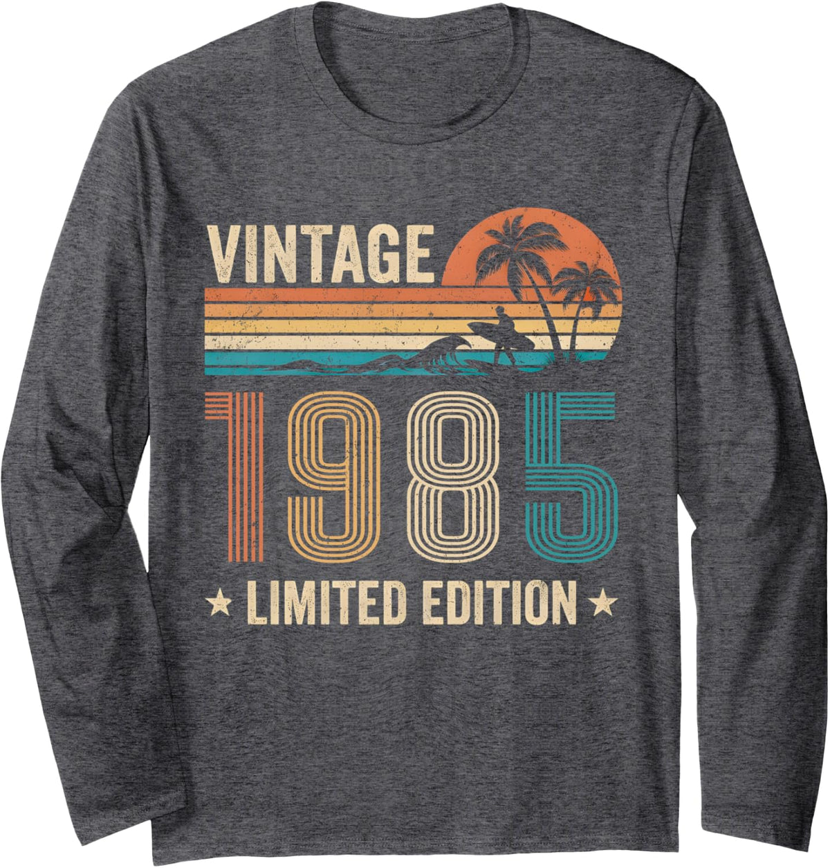 Vintage 1985 Limited Edition Vintage 1985 Classic Birthday Long Sleeve T-Shirt - Adult Unisex Dark Heather Grey