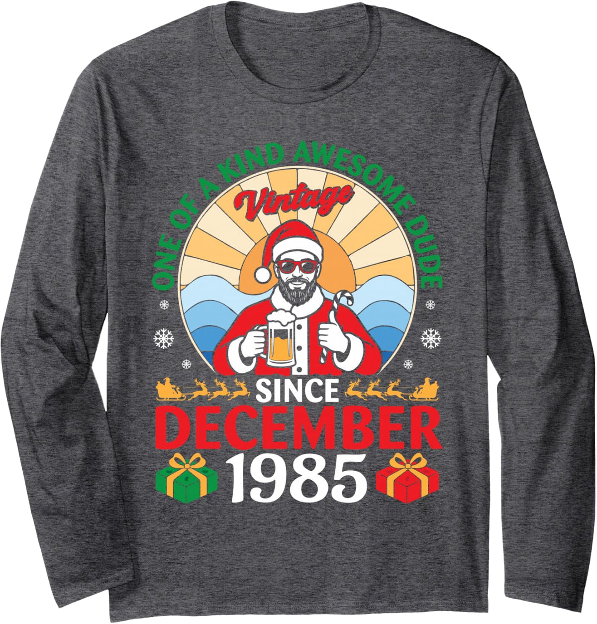 Vintage in December 1985 Birthday 41 Years of Being Awesome Long Sleeve T-Shirt - Adult Unisex Dark Heather Grey