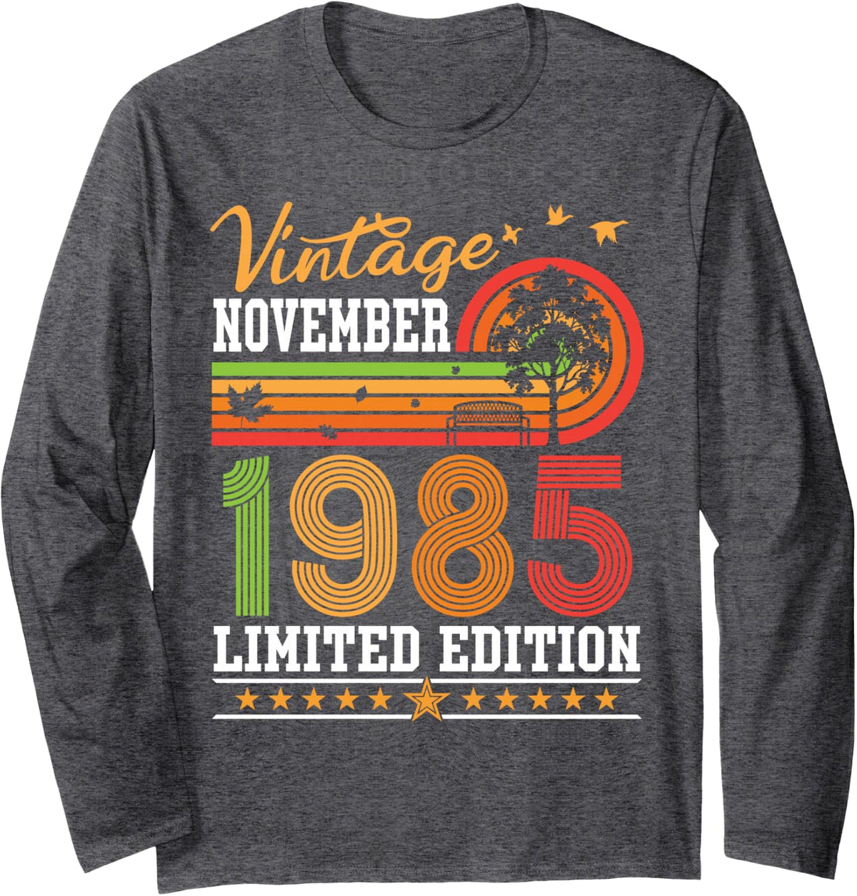 Vintage November 1985 Limited Edition 41 Years Old Birthday Long Sleeve T-Shirt - Adult Unisex Dark Heather Grey