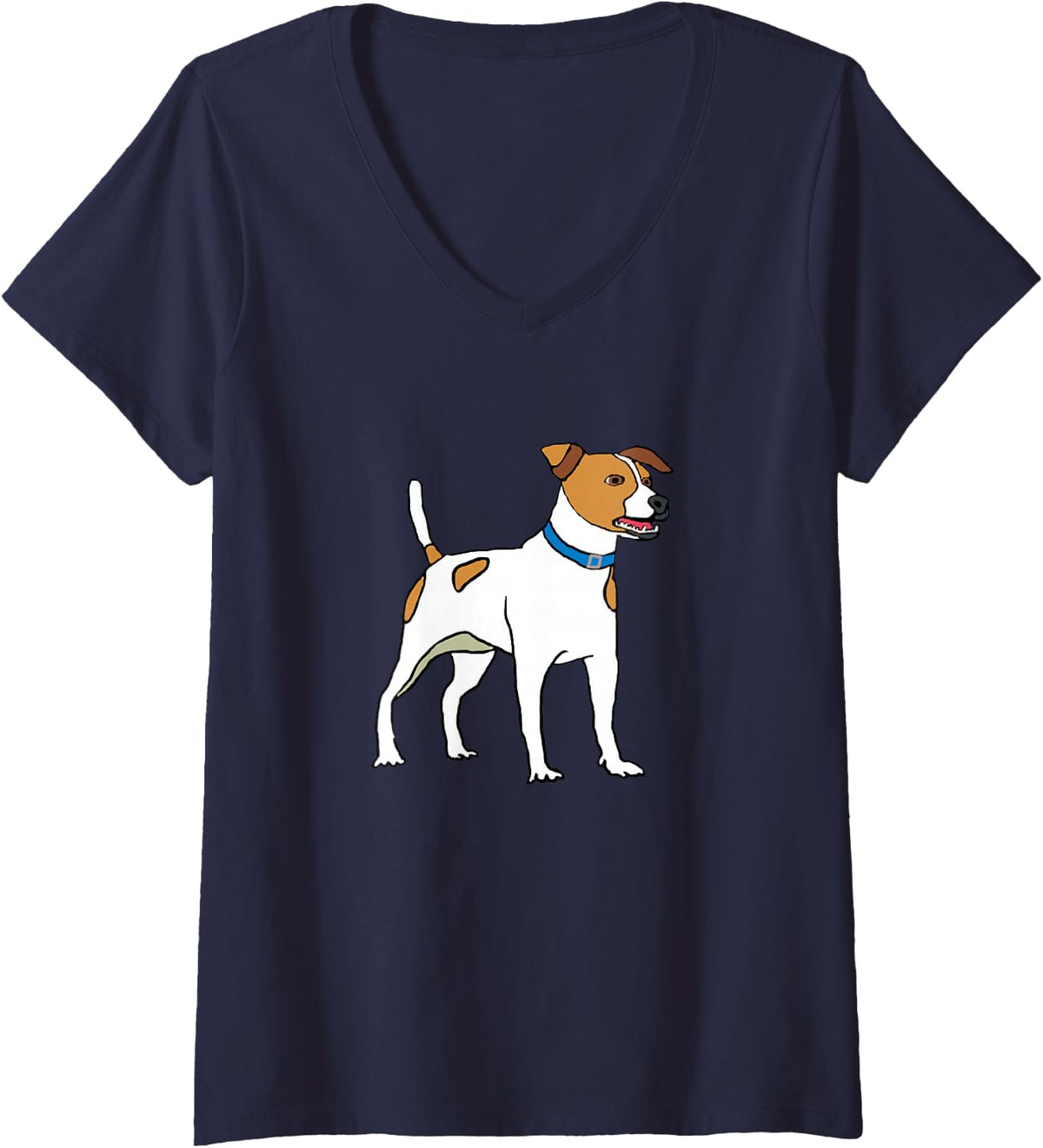 Women's Jack Russell Terrier V-Neck T-Shirt - Navy Blue