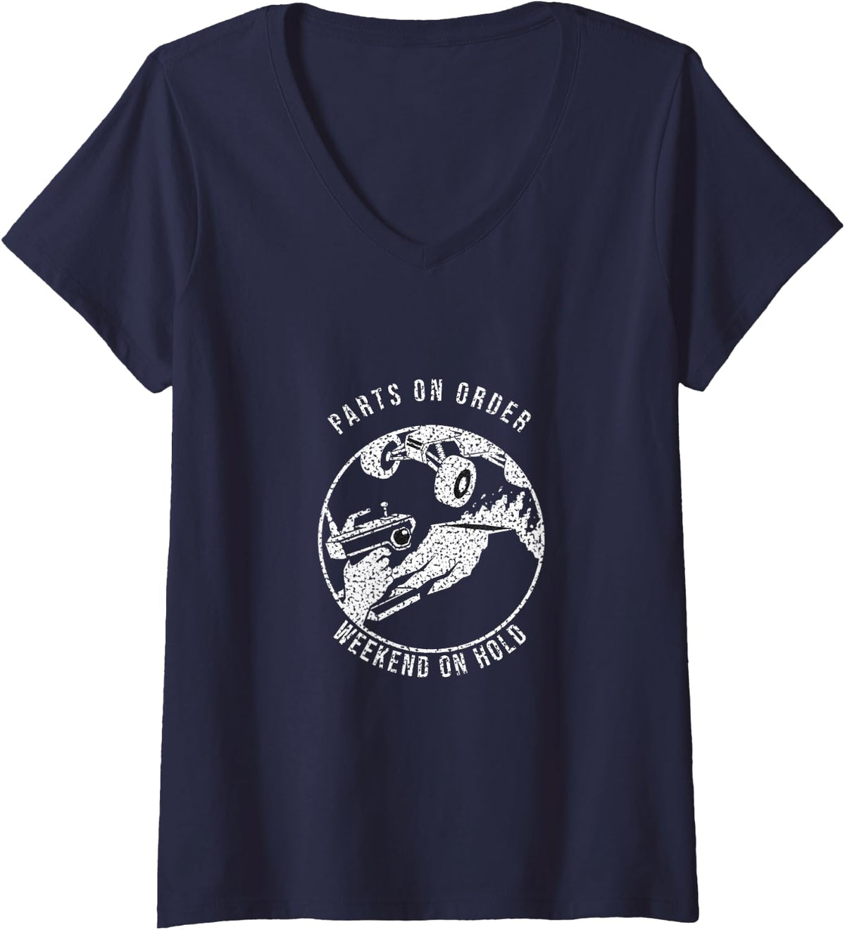 Women's RC Car Hobby - Parts On Order Weekend On Hold V-Neck T-Shirt - Navy Blue