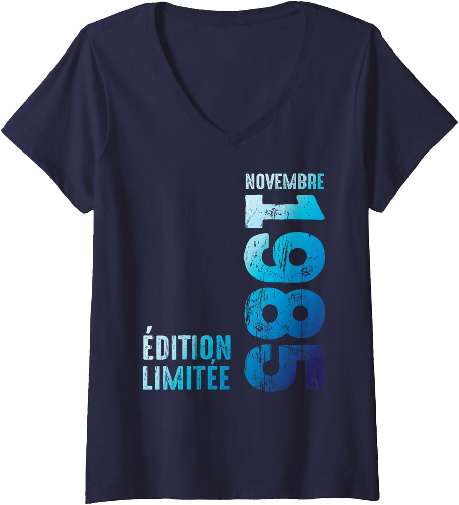 Women's Since November 1985 Year 1985 Retro 1985 Limited Edition V-Neck T-Shirt - Navy Blue