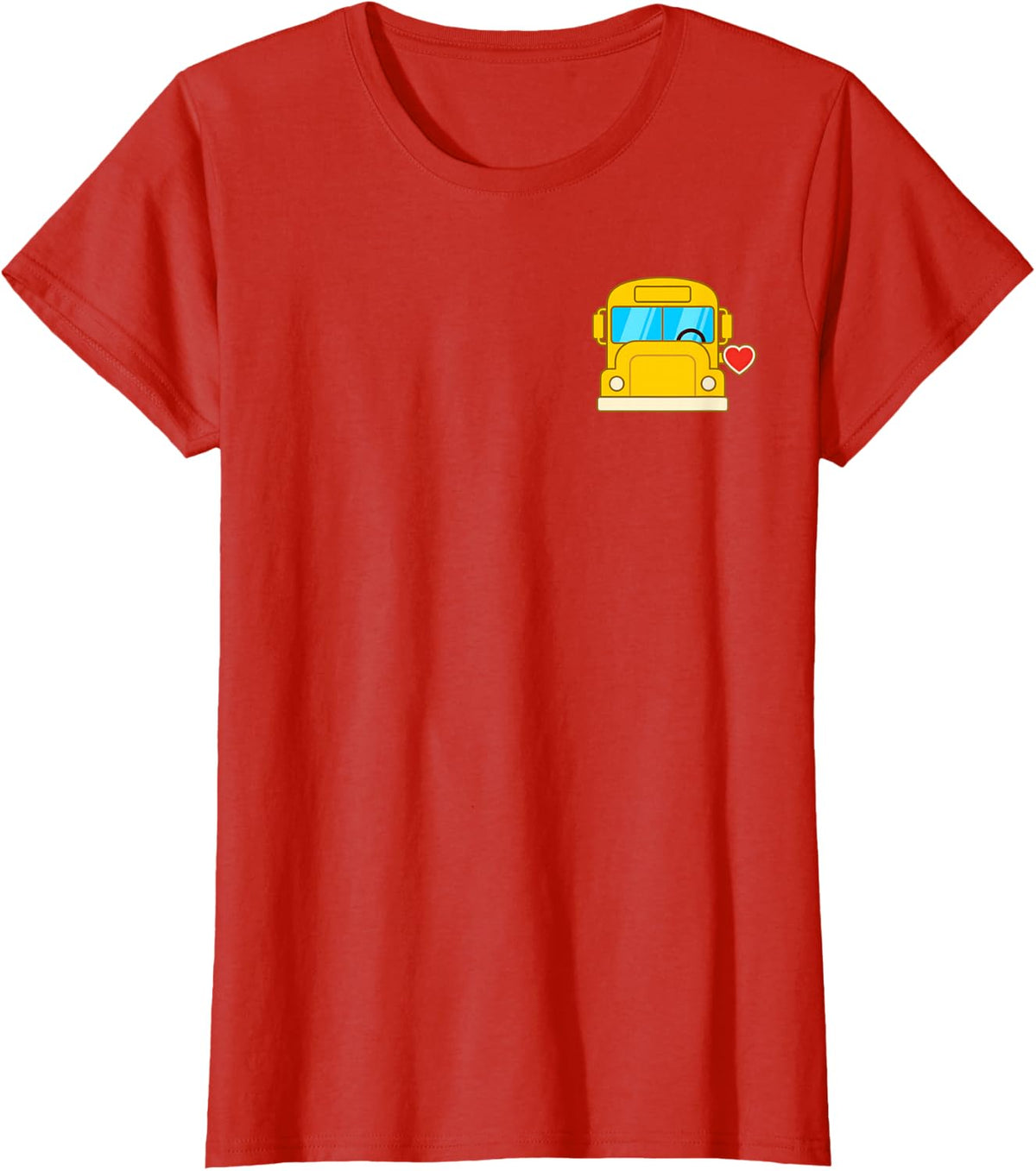 School Bus Driver Funny Heart Love Appreciation Pocket T-Shirt - Red