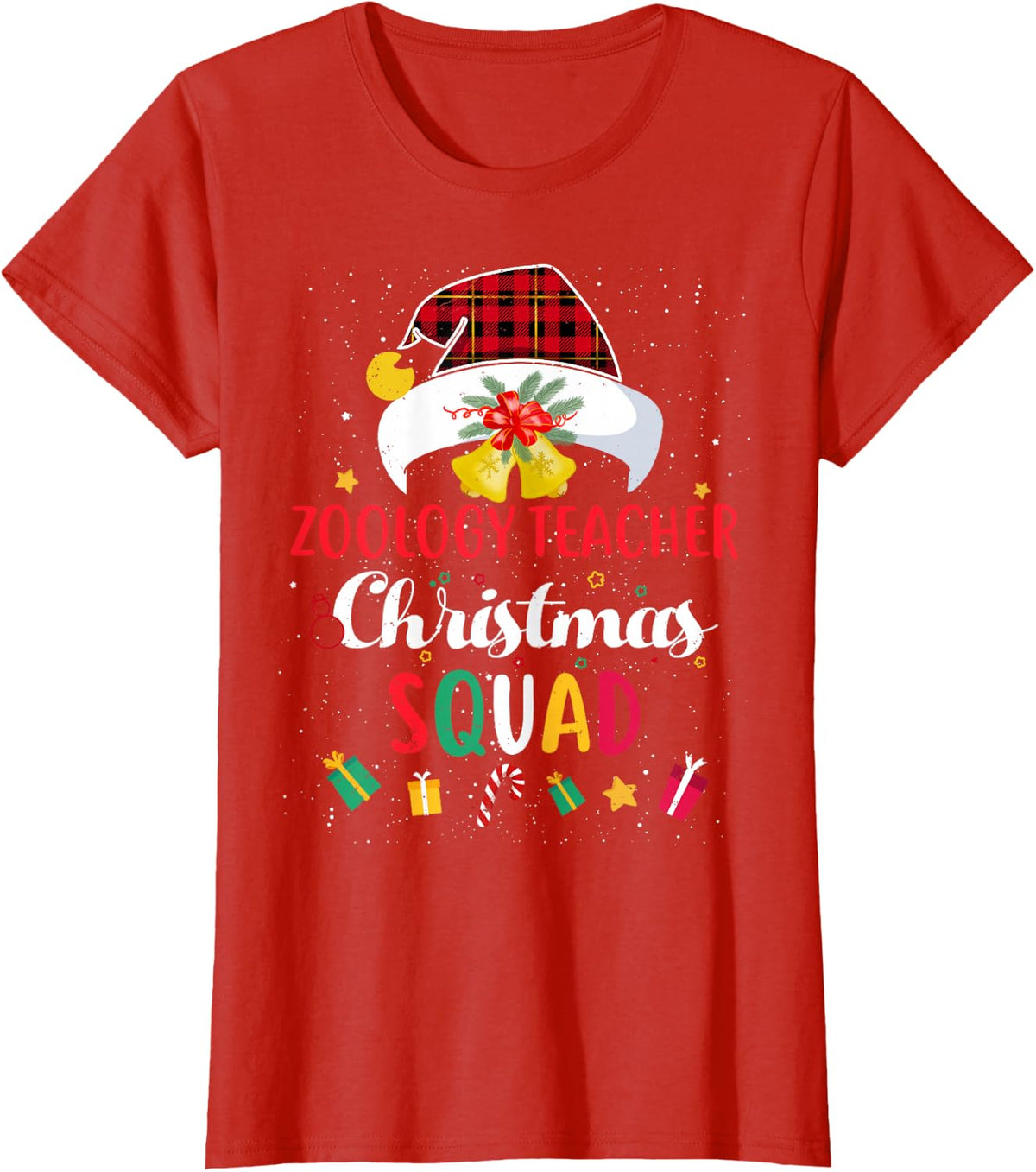 Zoology Teacher Christmas Squad Santa Hat Match T-Shirt - Red