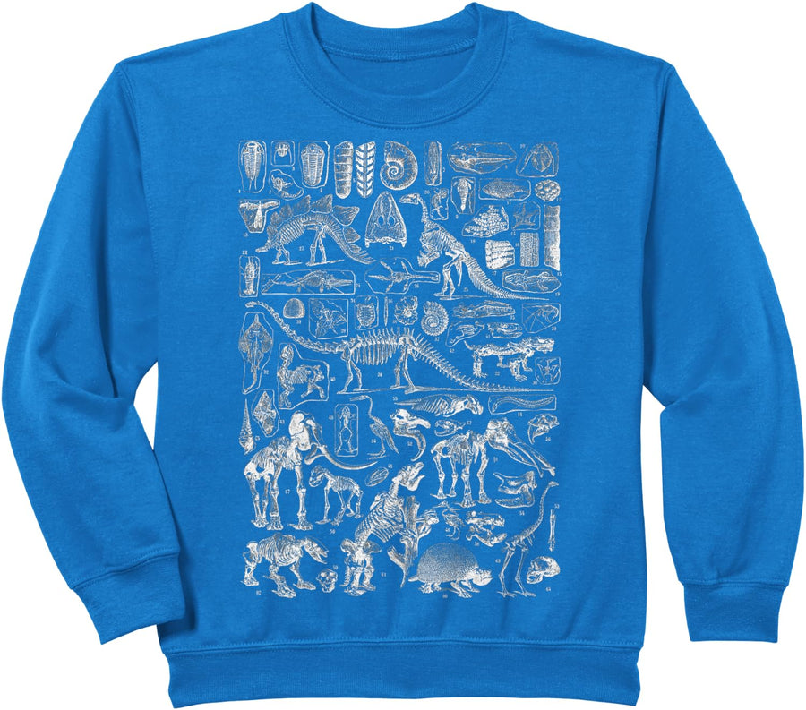 Vintage Dinosaur Fossils T-Rex Paleontology Jurassic Period Sweatshirt - Royal Blue