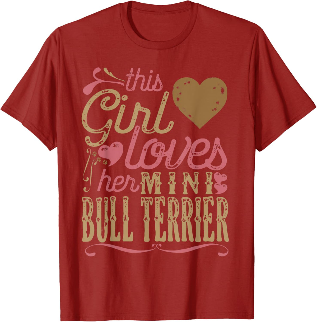 Mini Bull Terrier Shirt - Mini Bully Tshirt Dog Tee Dogs - Cranberry Red