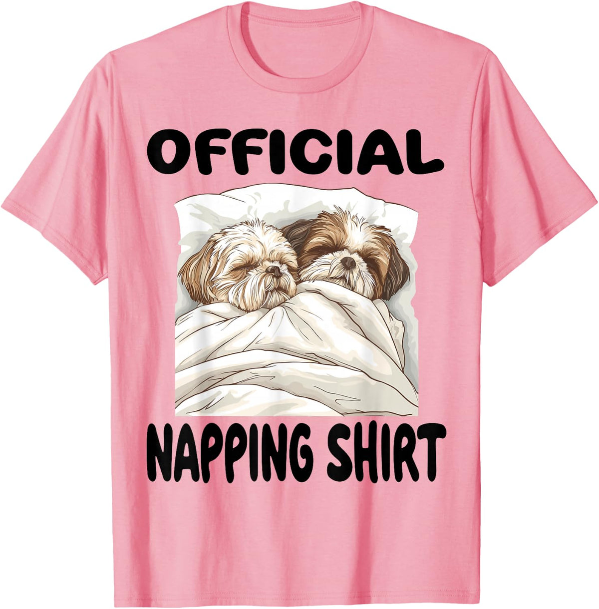 Shih Tzu Dog Official Napping shirt Pajamas Nightgown T-Shirt - Pink
