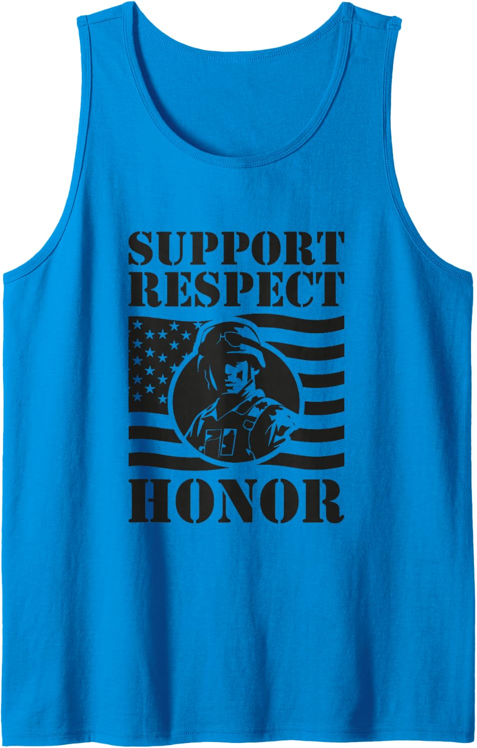 Support Respect Honor Army Memorial Day Veteran Soldier Sleeveless Tank Top - Sapphire Blue