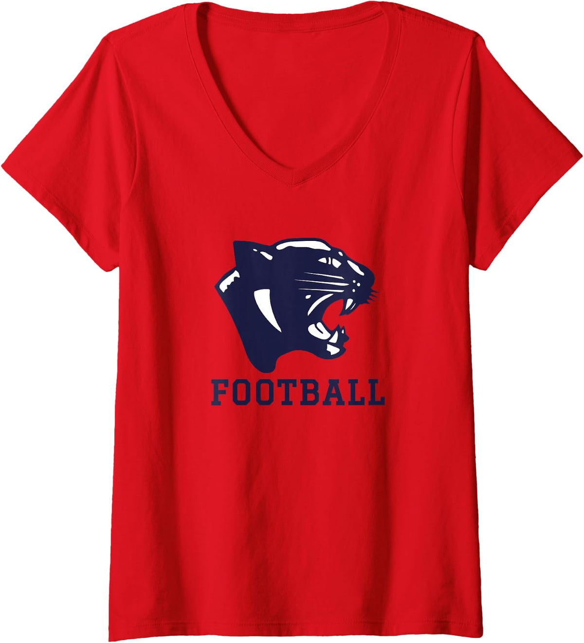 Women's E.a. Johnson Memorial Panthers Football V-Neck T-Shirt - Red
