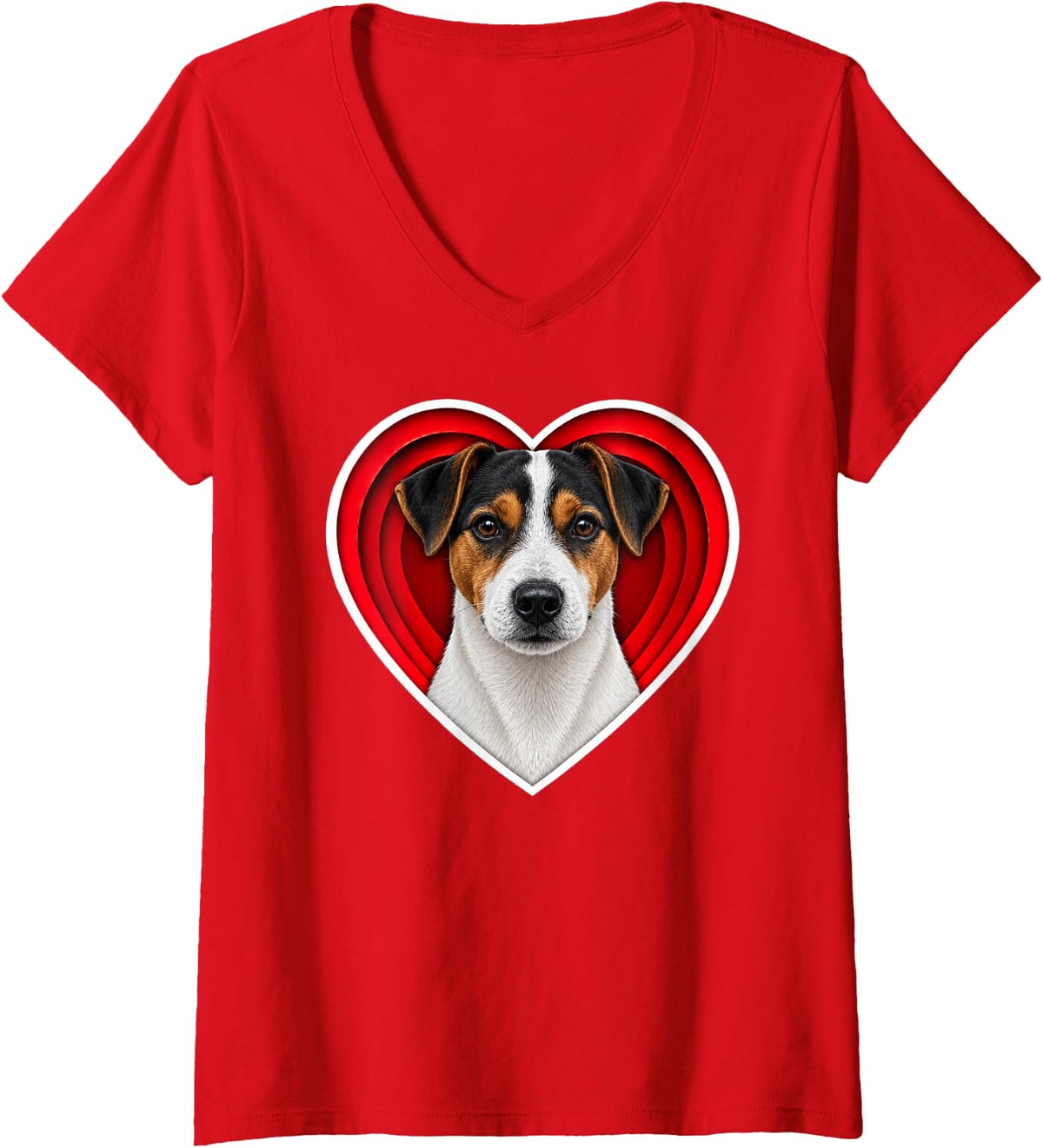 Women's Jack Russell Terrier Heart V-Neck T-Shirt - Red