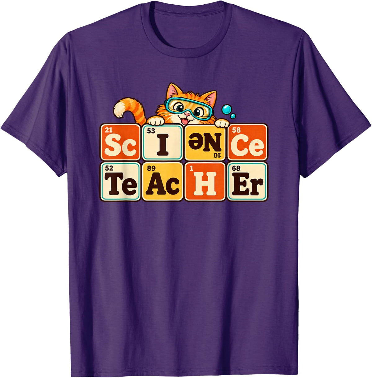 Science Teacher - Cat T-Shirt - Purple