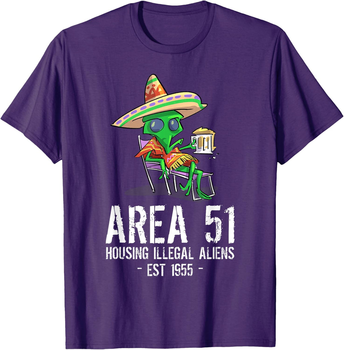 Cinco De Mayo Area 51 UFO Drunk Illegal Alien T-Shirt - Purple