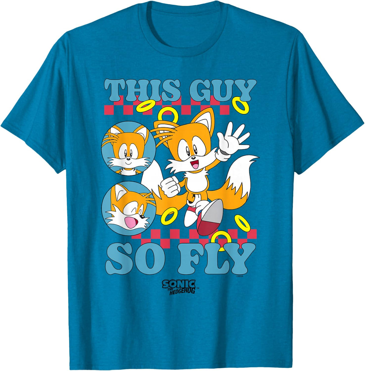 Sonic The Hedgehog This Guy So Fly Tails Vintage Logo T-Shirt - Sapphire Blue