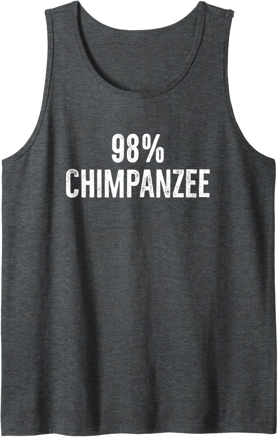 98% Chimpanzee Funny Evolution Science Distressed Design Tank Top - Dark Heather Grey