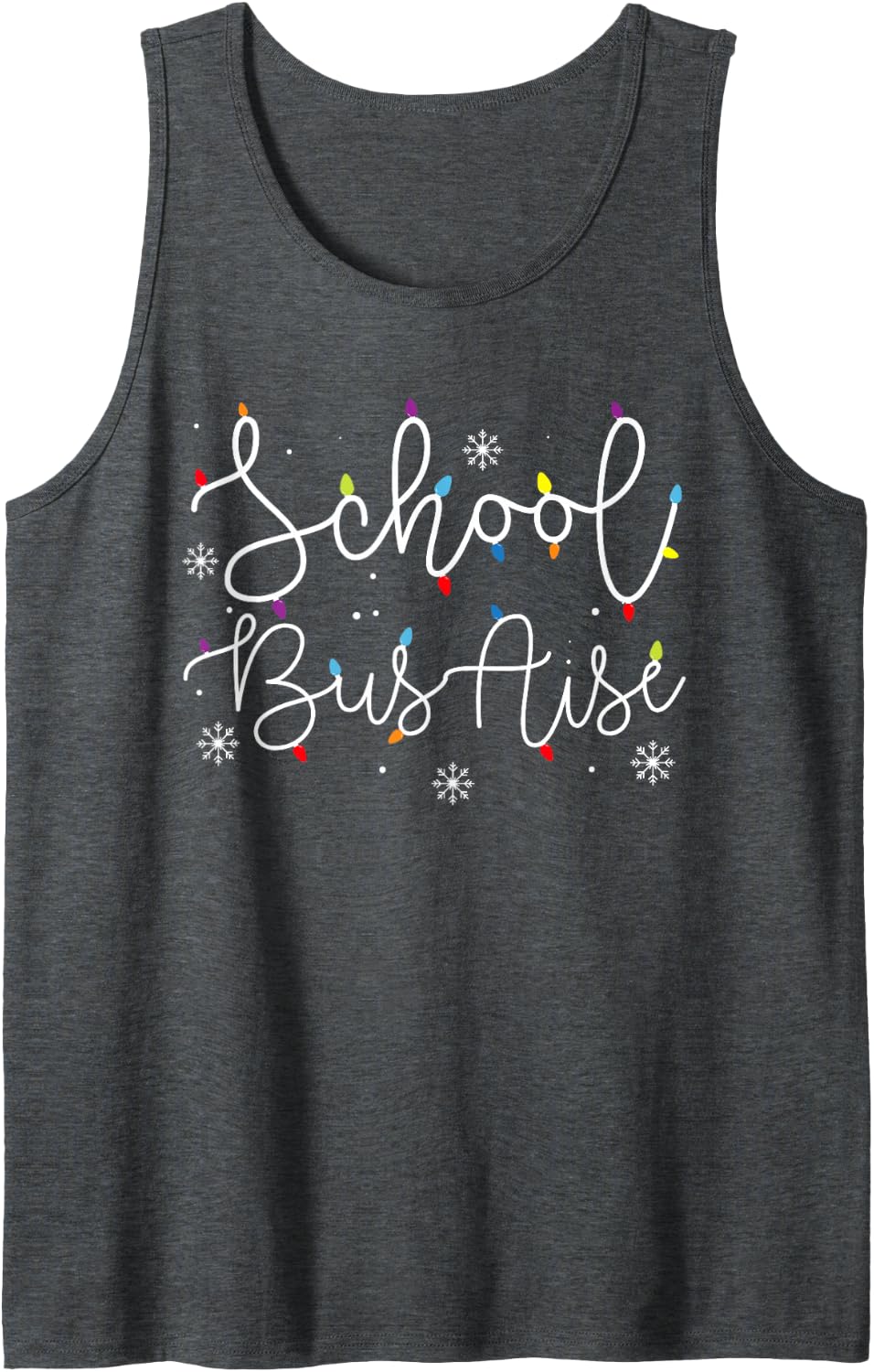 Cute Christmas School Bus Aide Driver X-mas Light Festive Sleeveless Tank Top - Dark Heather Grey
