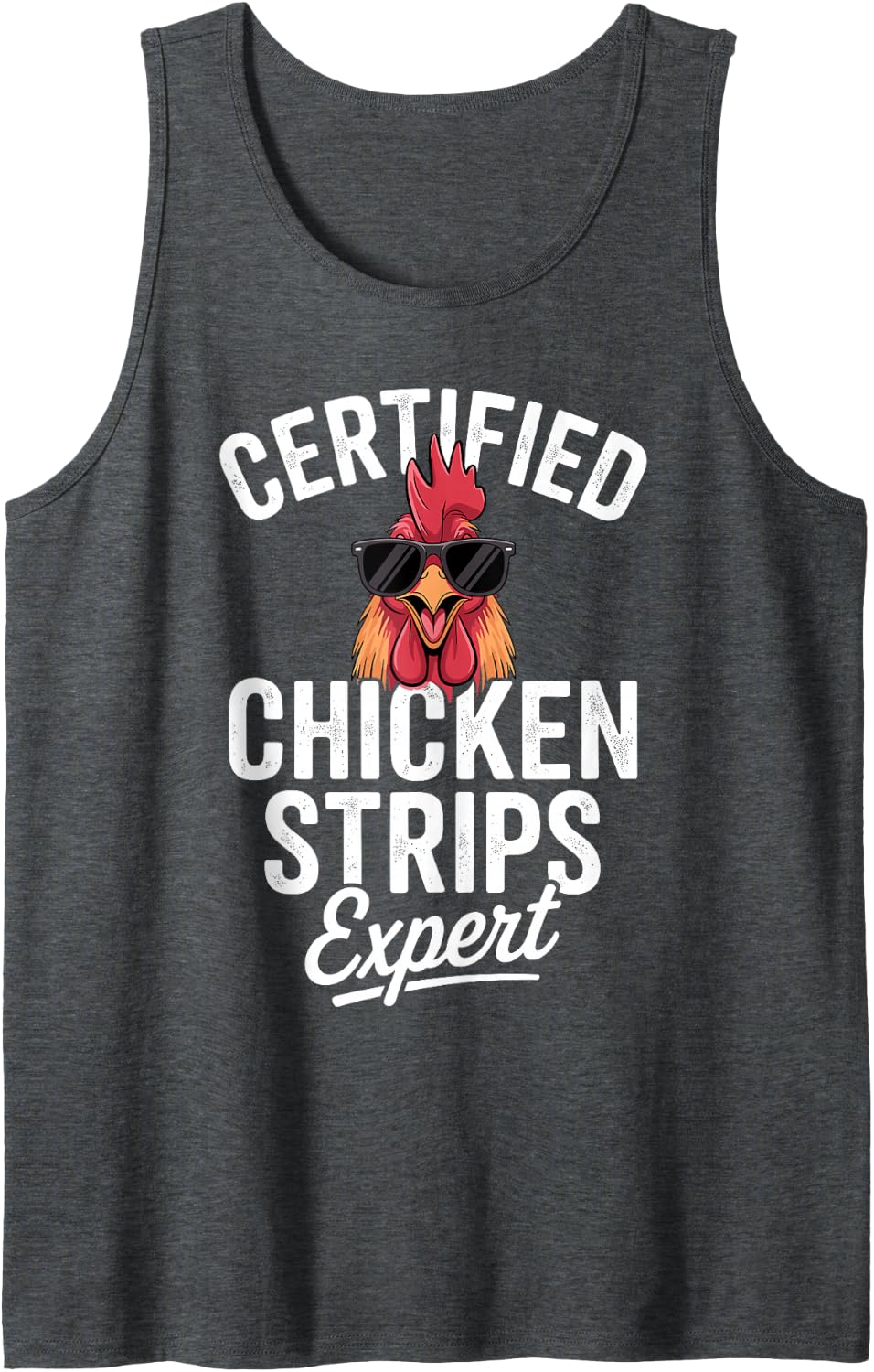Cool Chicken Strips Art for Men Women Kids Chicken Strips Sleeveless Tank Top - Dark Heather Grey