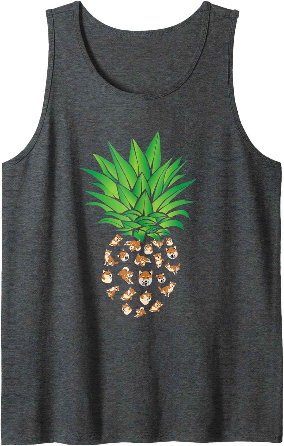 Akita Dog, Pineapple, Shiba Inu, Dog Tank Top - Dark Heather Grey