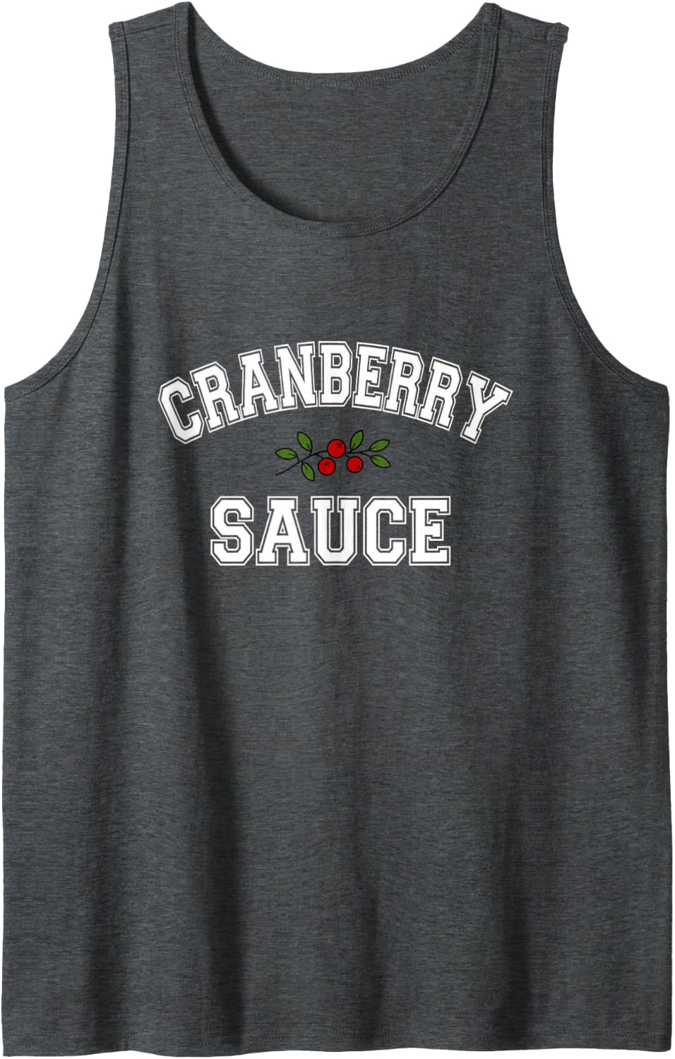 Cranberry Sauce Matching Thanksgiving Dinner Group Varsity Sleeveless Tank Top - Dark Heather Grey
