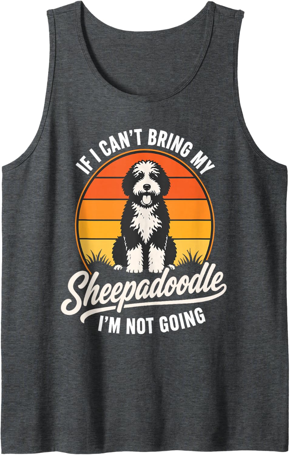 Sheepadoodle Humor Doodle Lover Sleeveless Tank Top - Dark Heather Grey