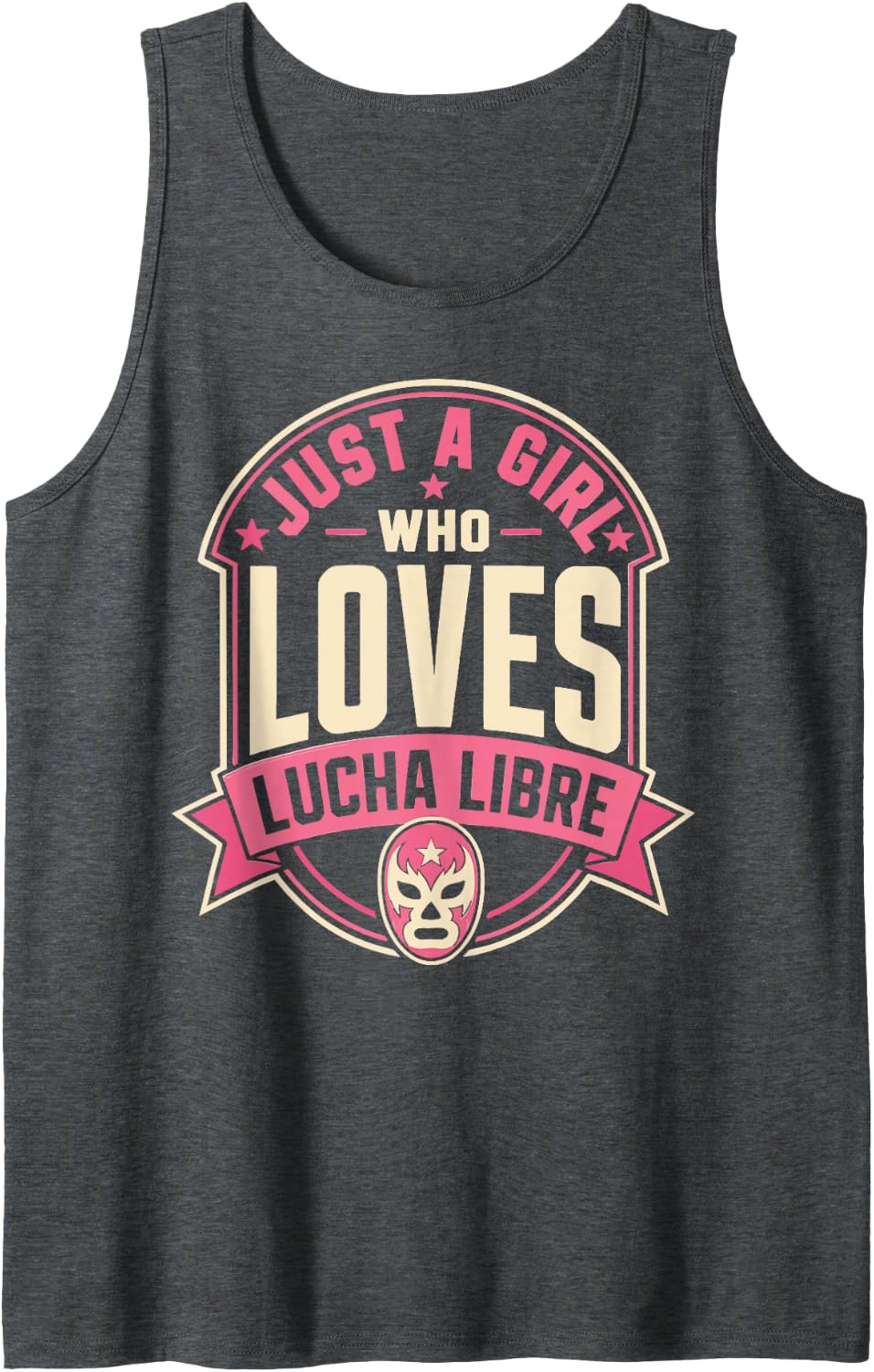 Girl Lucha Libre Mexican Wrestler Luchador Mask Wrestling Sleeveless Tank Top - Dark Heather Grey