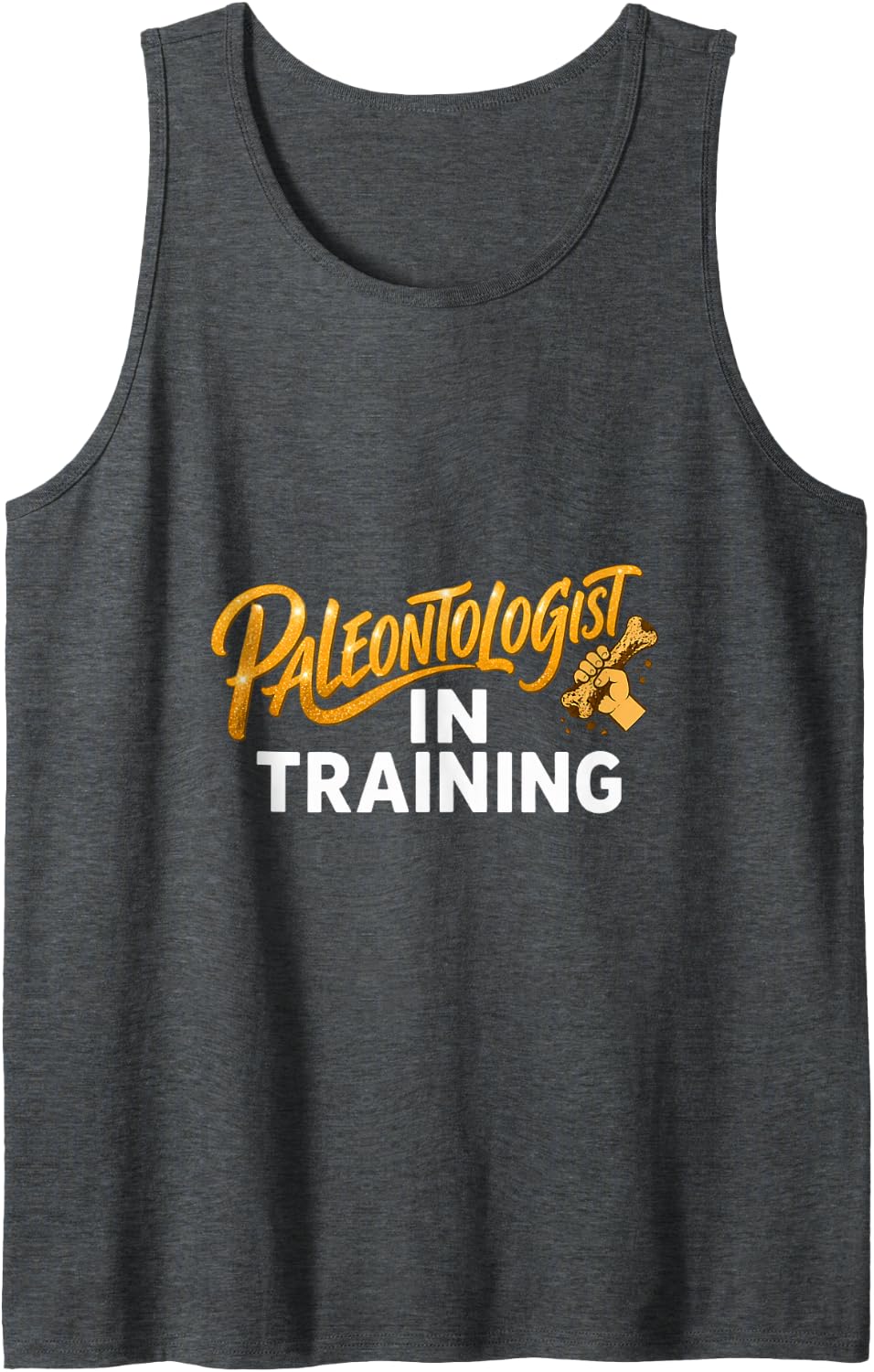 Paleontologist in Training Kids Dinosaur Bone Fossil Sleeveless Tank Top - Dark Heather Grey