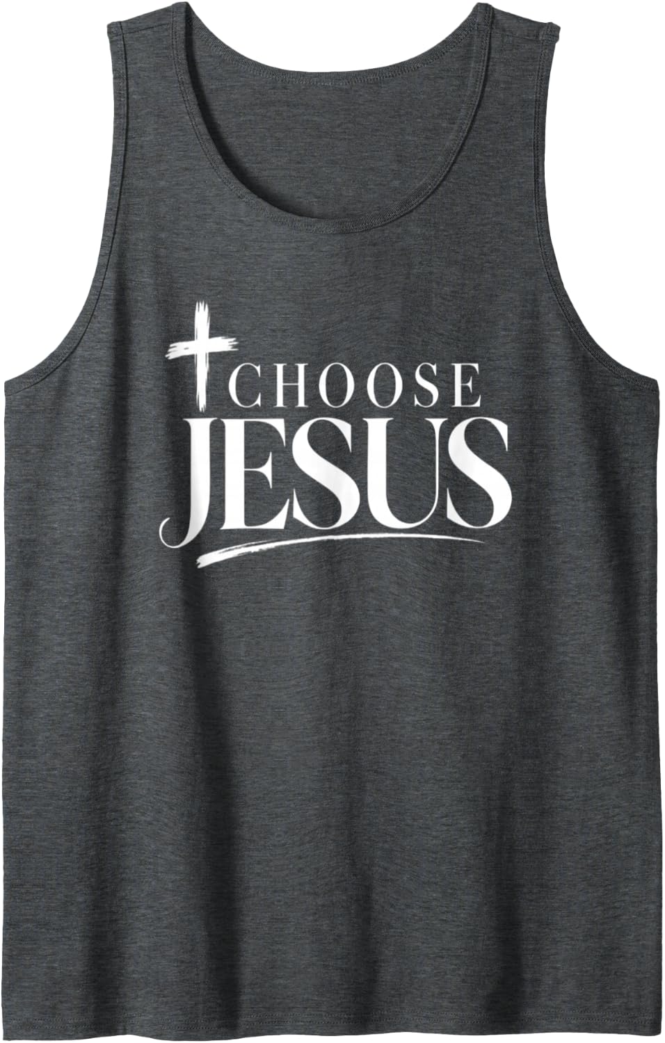 I Choose Jesus Christian Faith Inspirational Sleeveless Tank Top - Dark Heather Grey