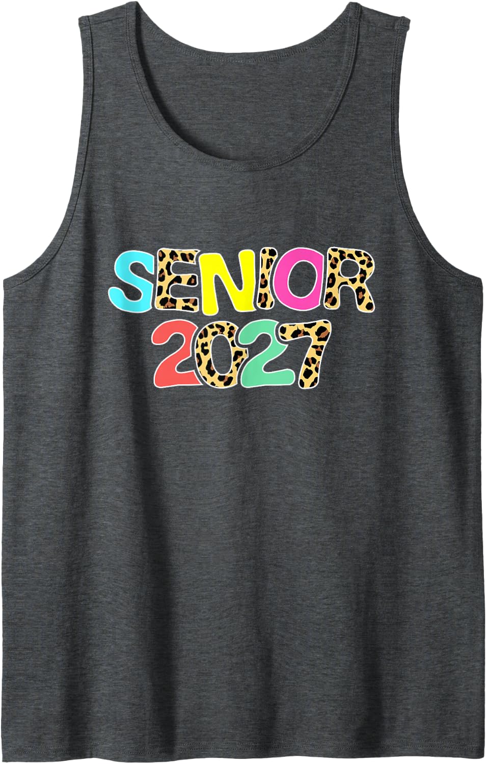 Senior 2027 Graduation Leopard Print Grad Senior 2027 Tank Top - Dark Heather Grey