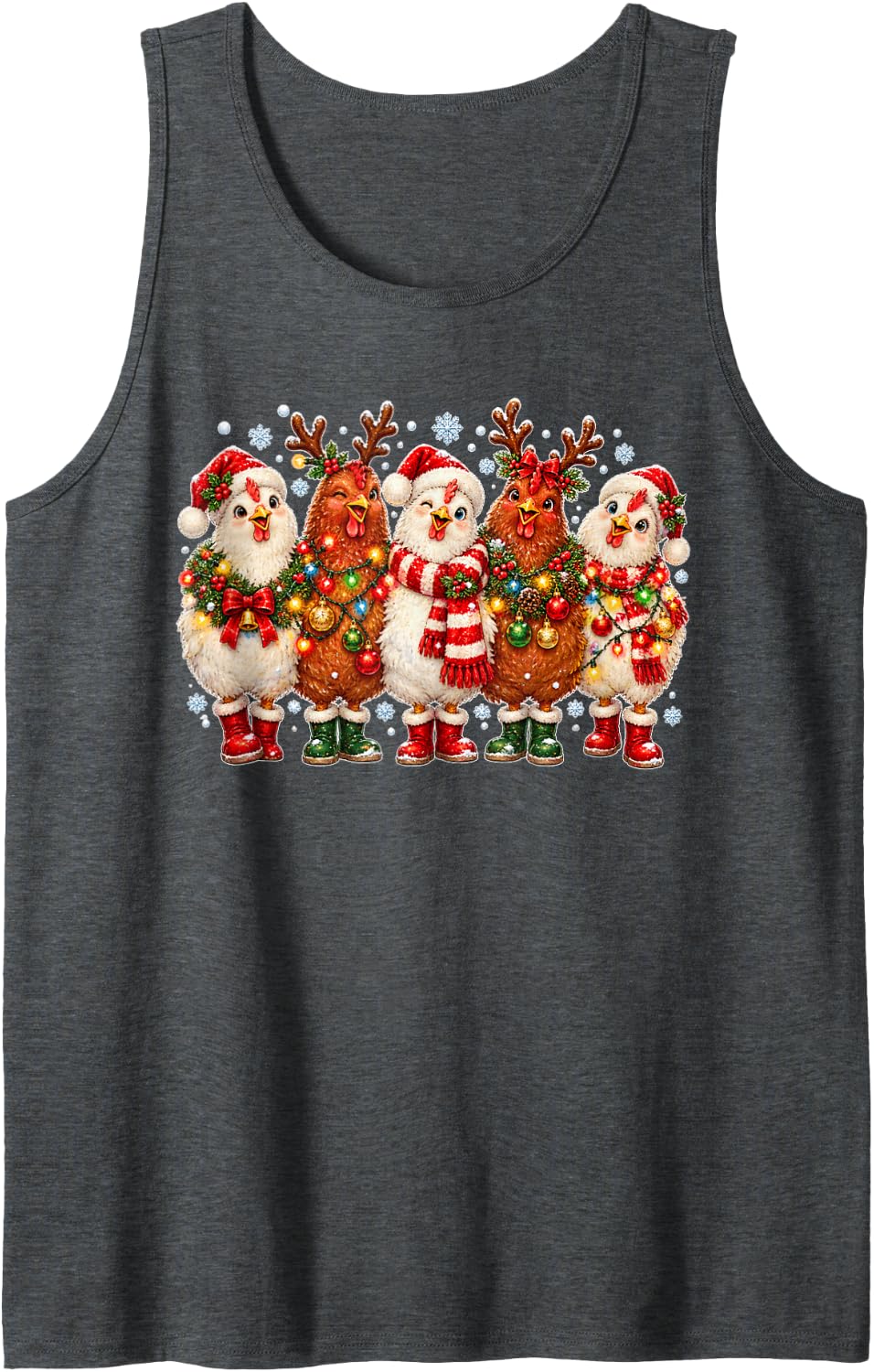 Funny Christmas Sleeveless Tank Top - Dark Heather Grey