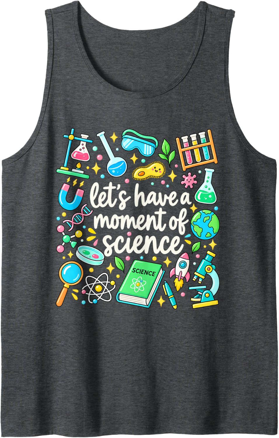 Let's Have A Moment of Science Teacher Students Doodle Sleeveless Tank Top - Dark Heather Grey