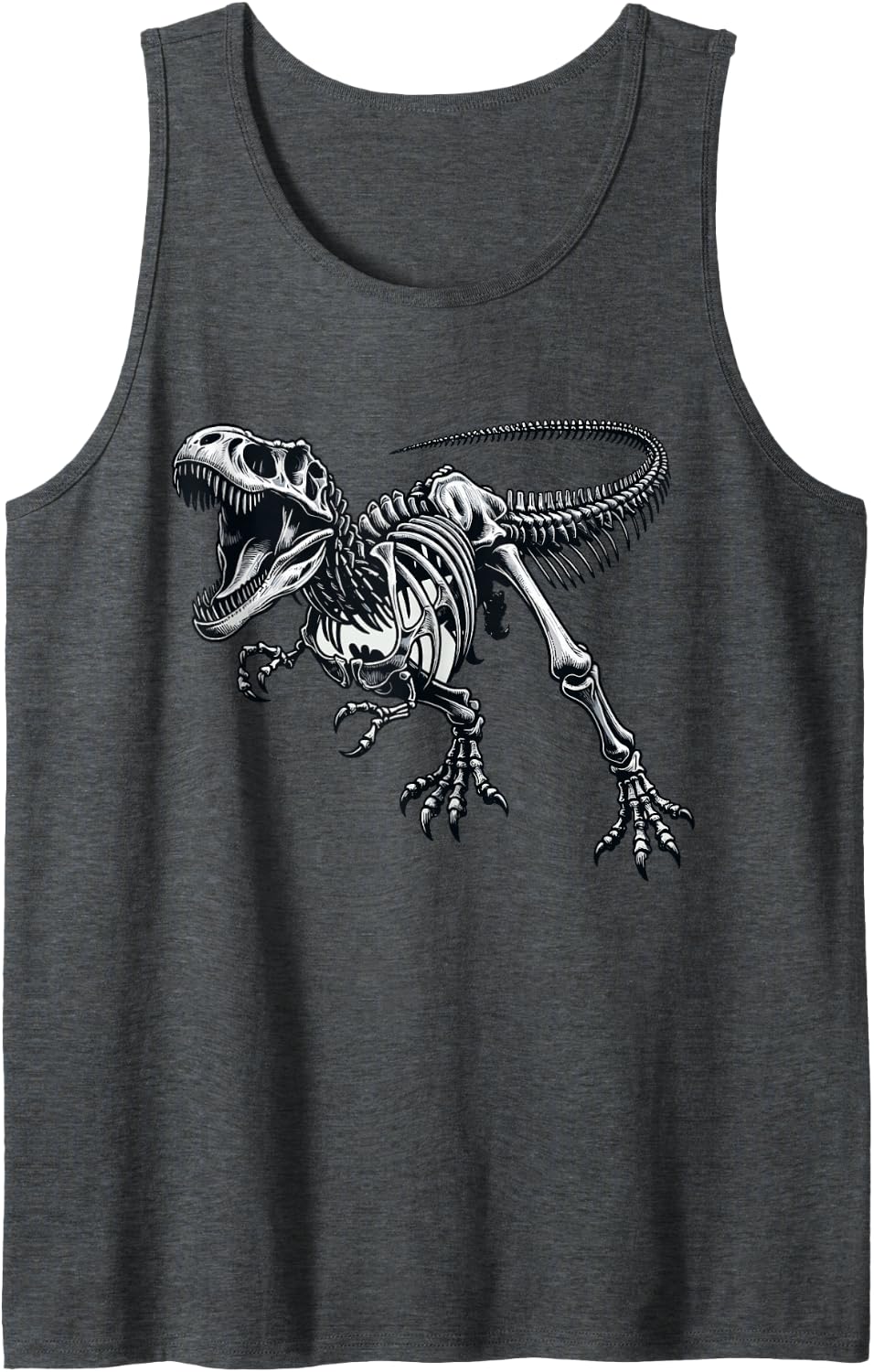 T-Rex Fossil Paleontologist Dinosaur Bones Sleeveless Tank Top - Dark Heather Grey